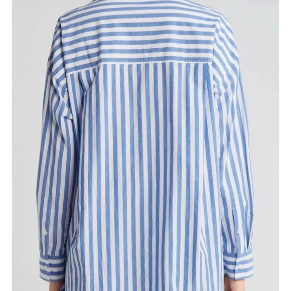 Madewell Oversized Blue and White Striped Button Down Shirt - Picture 2 of 4